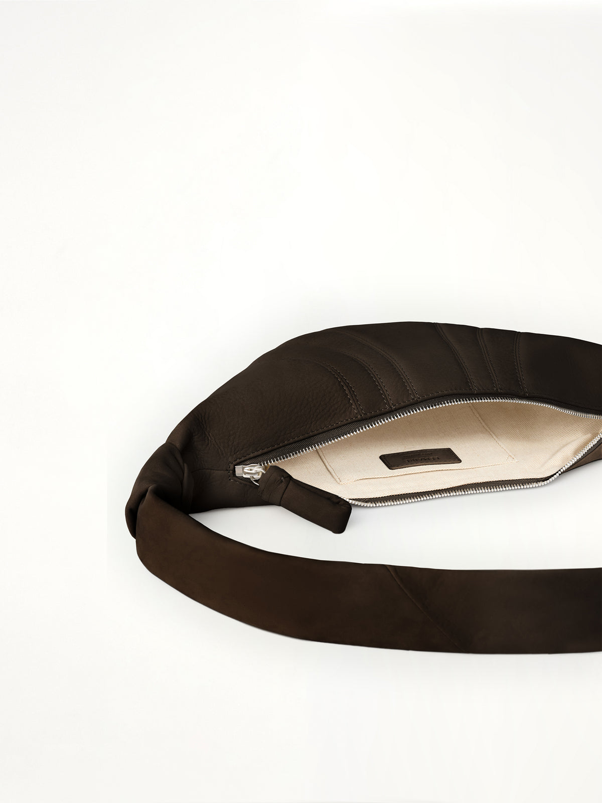 Croissant Small Alpaca Nubuck  Bag in Ebony Brown
