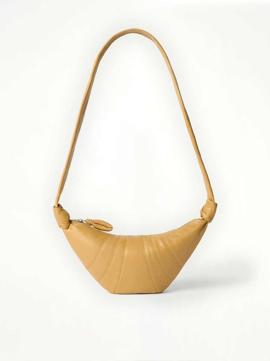 Croissant Small Goatskin Bag in Butternut