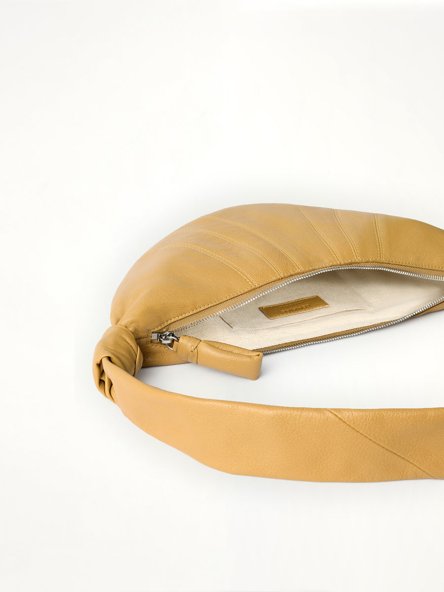 Croissant Small Goatskin Bag in Butternut