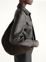 Croissant Large Alpaca Nubuck Bag in Ebony Brown