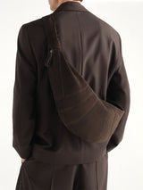 Croissant Large Alpaca Nubuck Bag in Ebony Brown