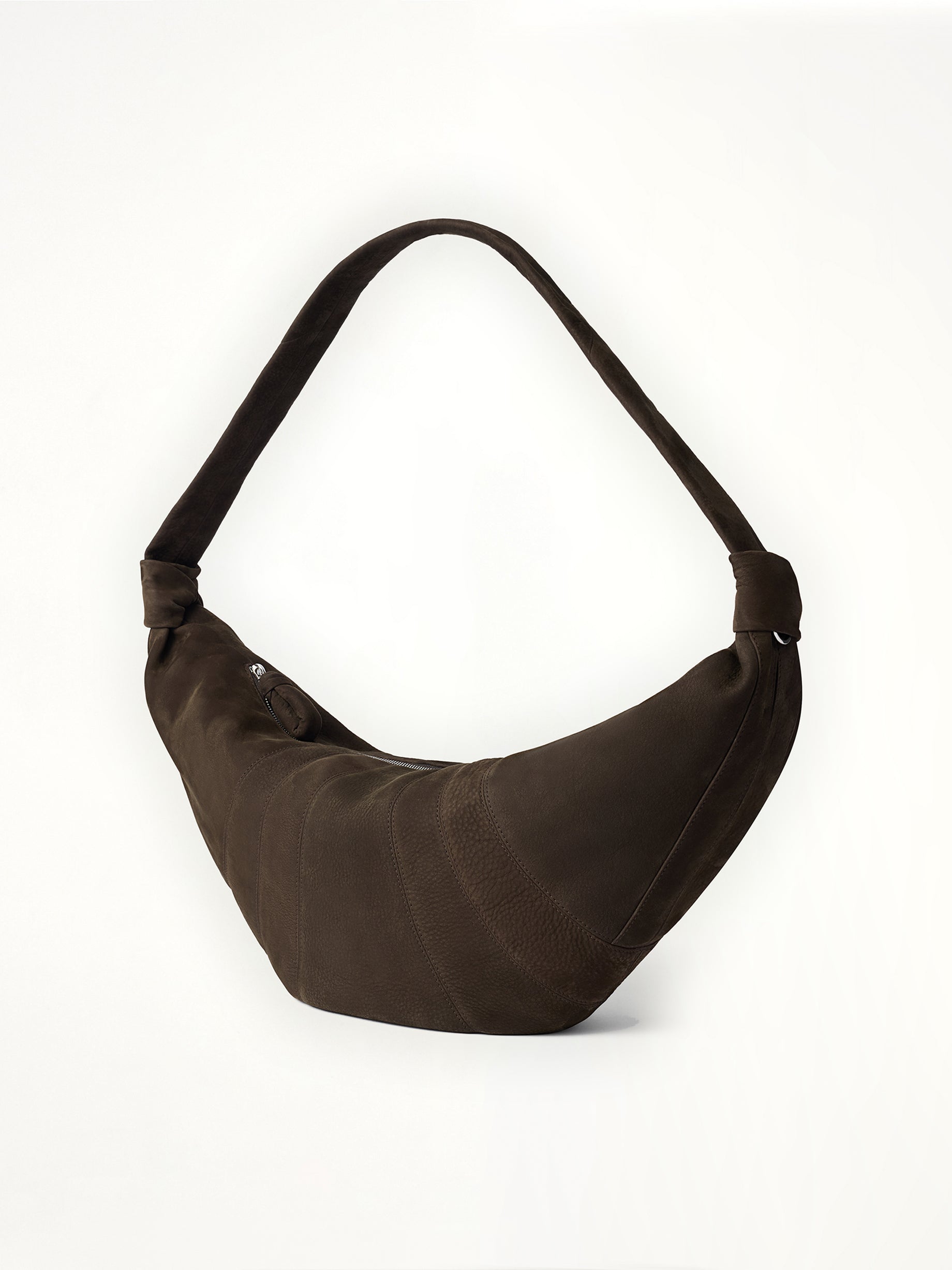 Croissant Large Alpaca Nubuck Bag in Ebony Brown