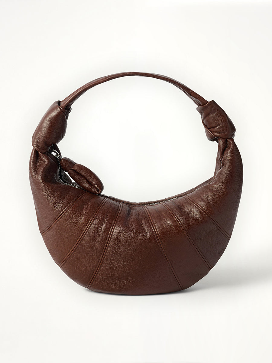 Mini Fortune Croissant Goatskin Bag in Roasted Pecan