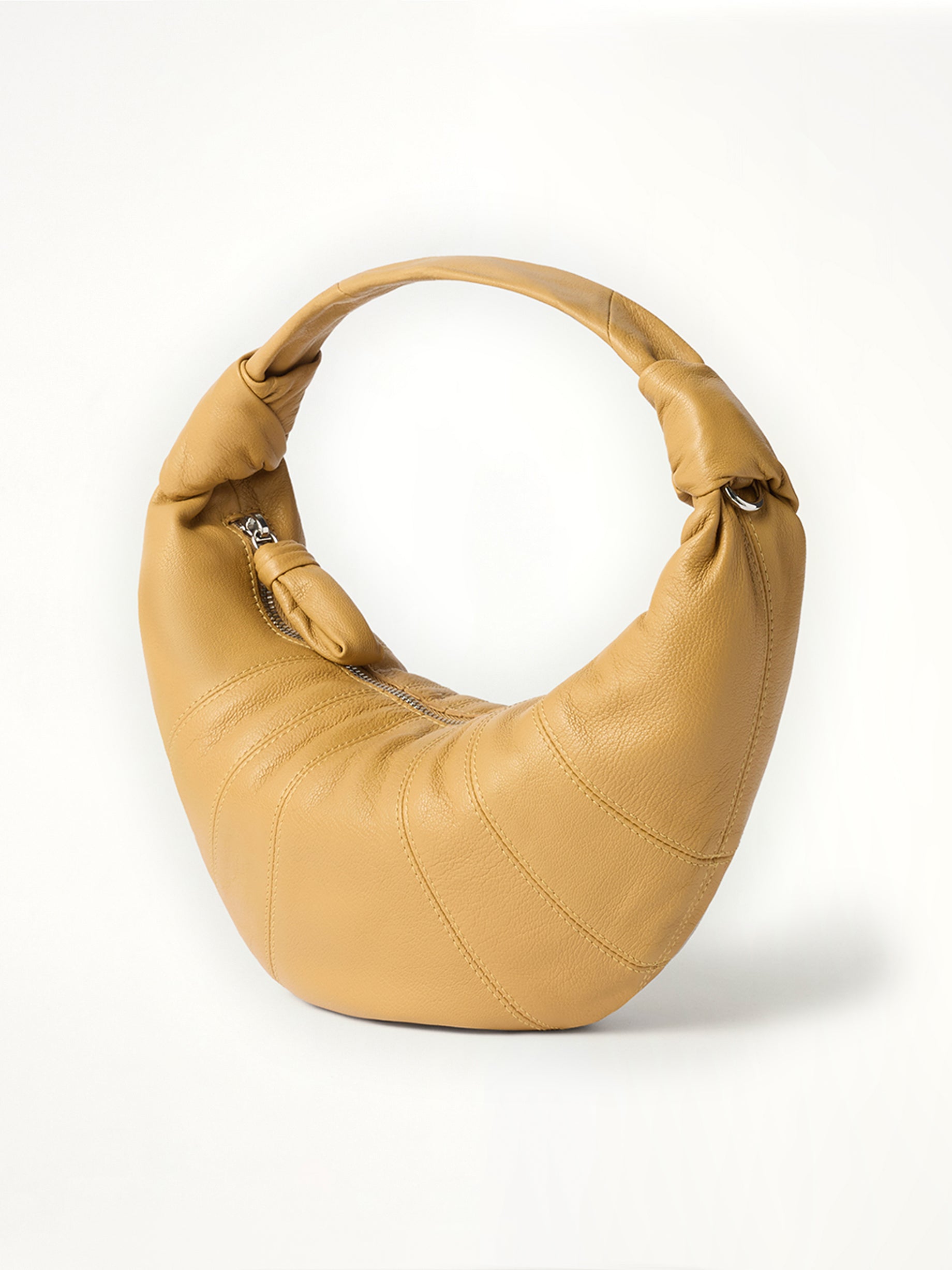 Mini Fortune Croissant Goatskin Bag in Butternut