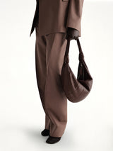Fortune Croissant Goatskin Bag in Roasted Pecan