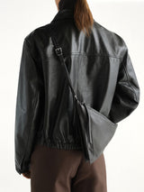 Pocket Scarf Shiny Nappa Leather Bag in Dark Chocolate