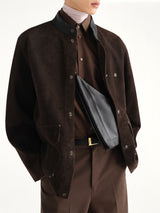 Pocket Scarf Shiny Nappa Leather Bag in Dark Chocolate