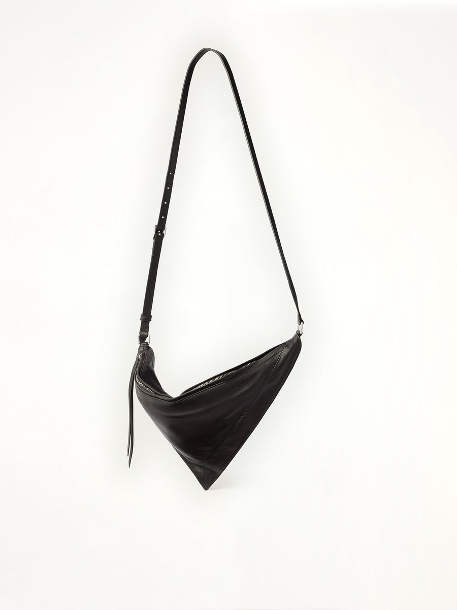Pocket Scarf Shiny Nappa Leather Bag in Dark Chocolate
