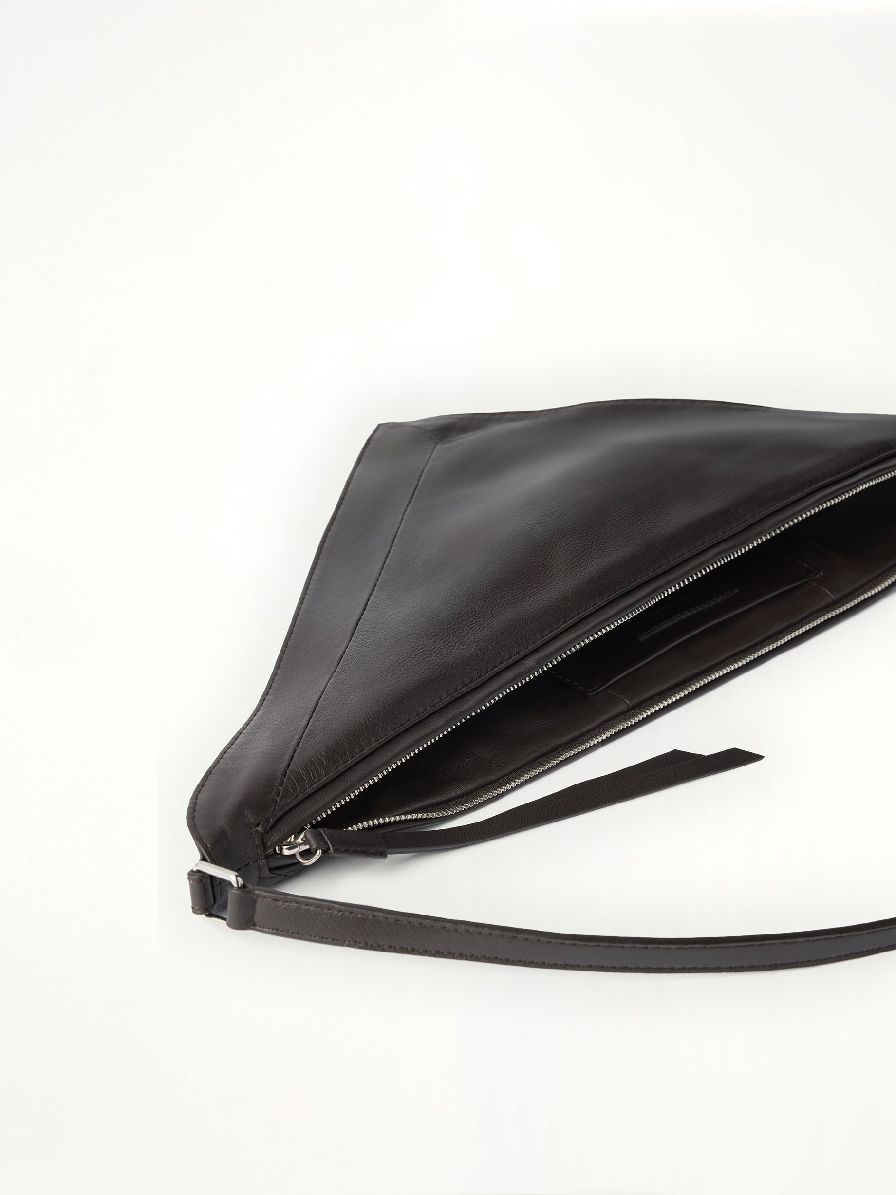 Pocket Scarf Shiny Nappa Leather Bag in Dark Chocolate