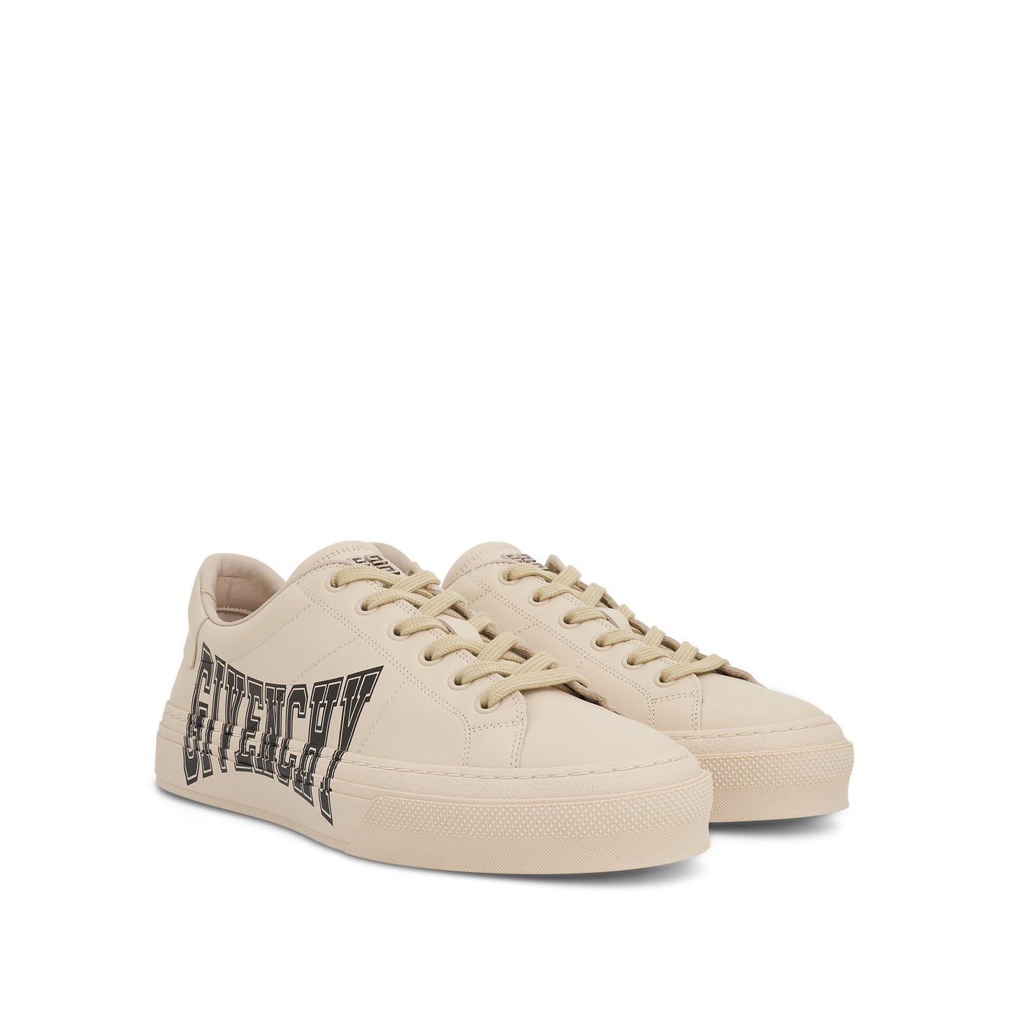 City Sport Sneakers with Varsity Print in Beige