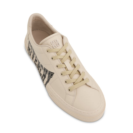 City Sport Sneakers with Varsity Print in Beige