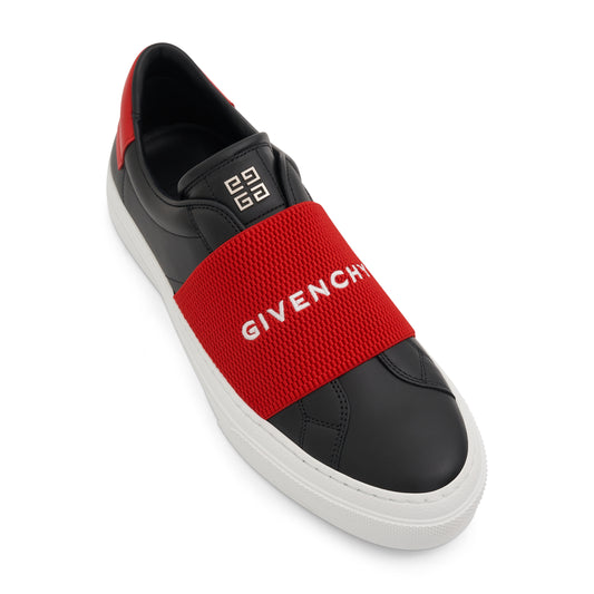 City Sport Elastic Band Sneakers in Black/White/Red