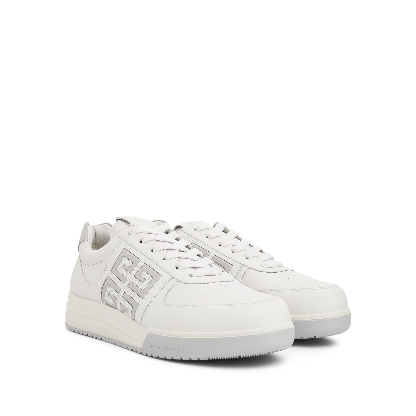 G4 Low Sneakers with 4G Logo in White/Grey