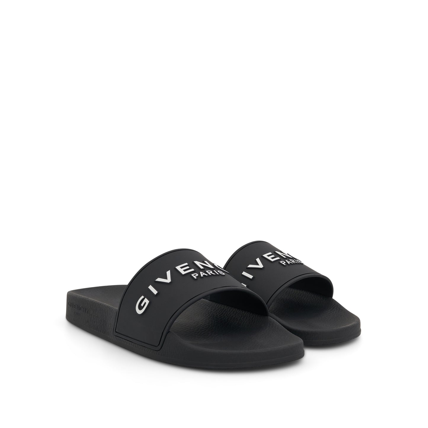 Logo Flat Sandals in Black