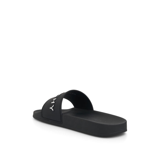 Logo Flat Sandals in Black