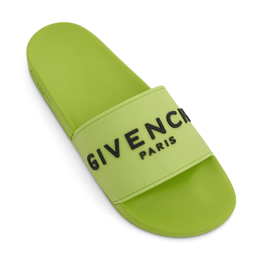 Logo Flat Sandals in Citrus Green