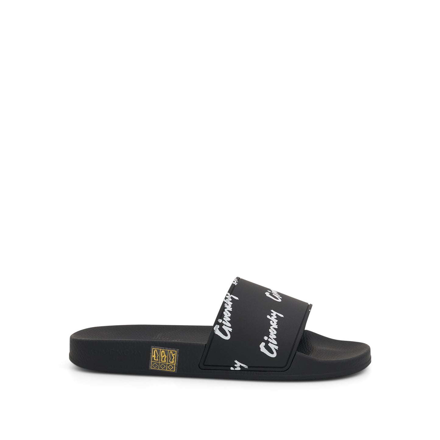 Logo All Over Print Flat Rubber Sandals in Black/White