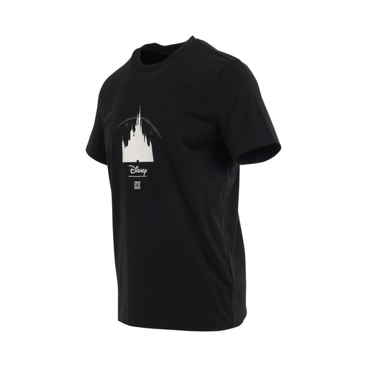 Disney Castle Print Slim Fit T-Shirt in Black