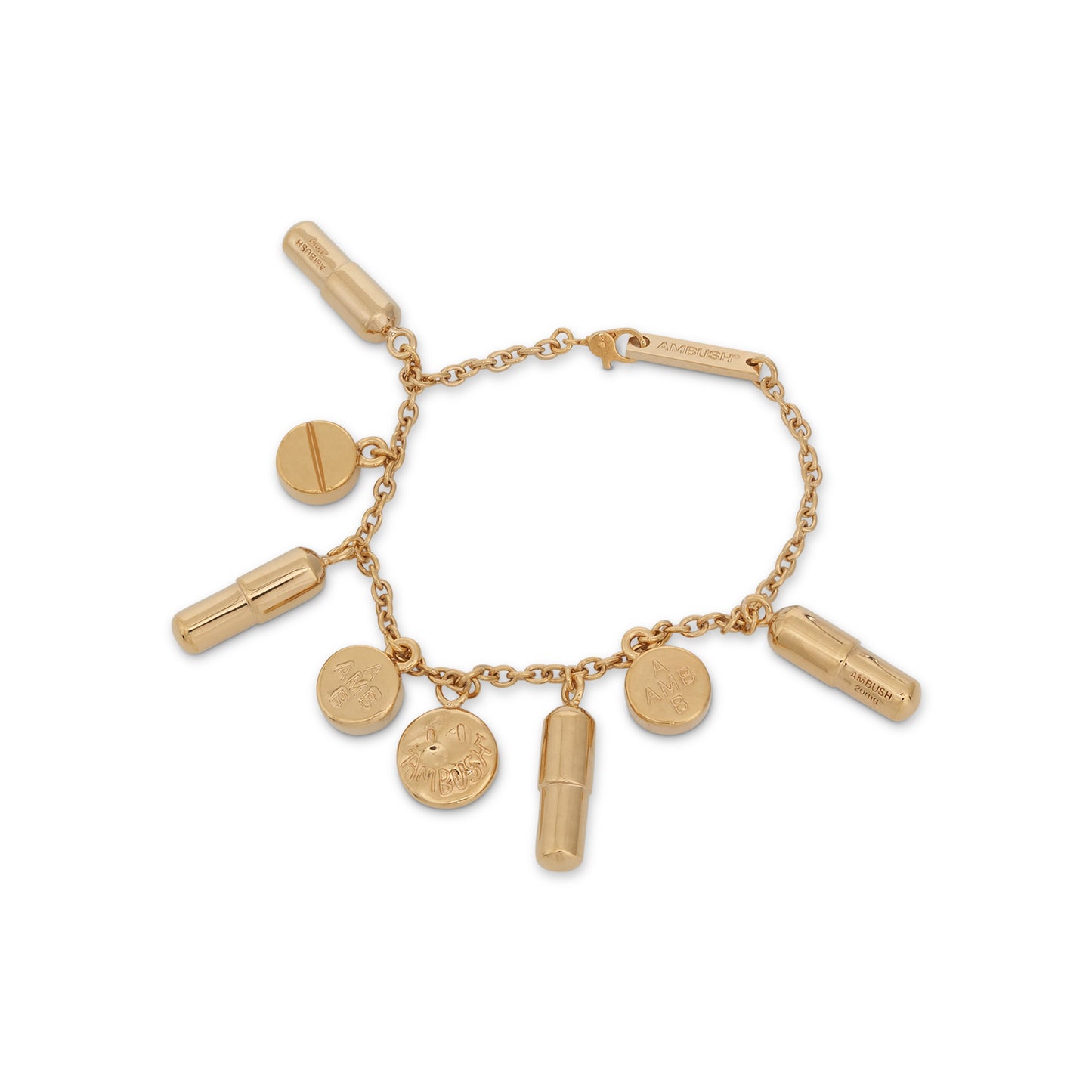 Multi Pill Charm Bracelet in Gold