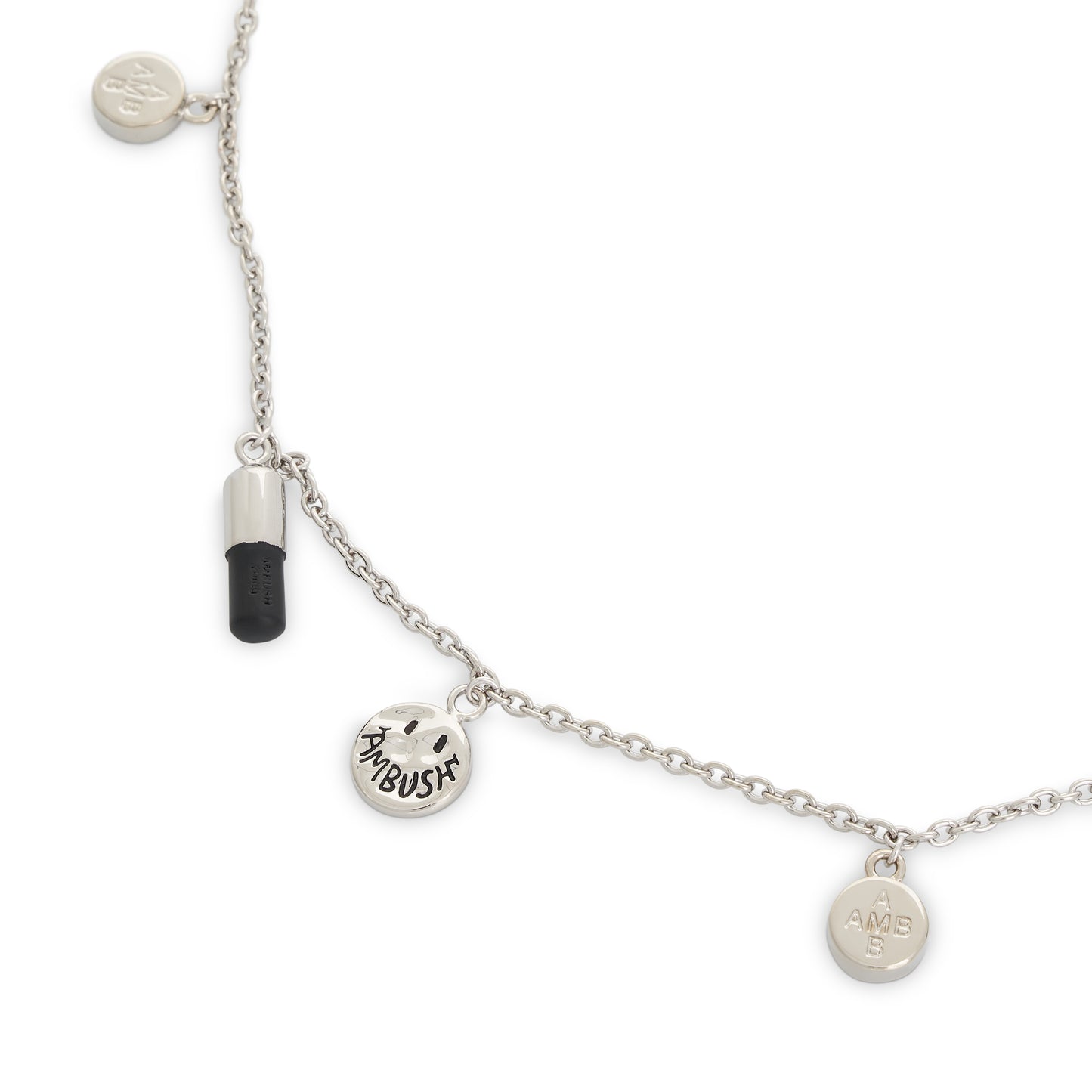 Multipill Charm Necklace in Silver/Black