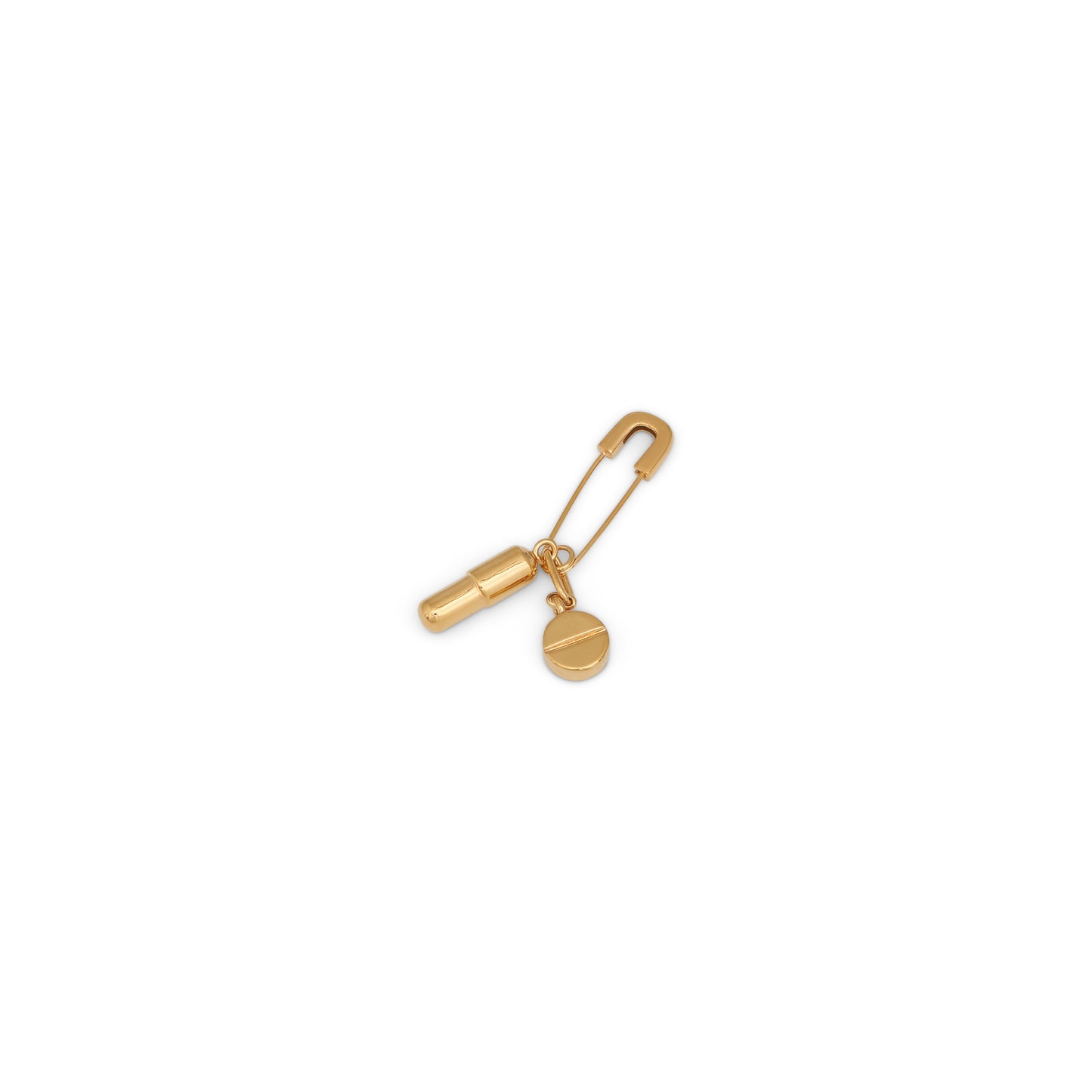 Pill Charm Earring in Gold