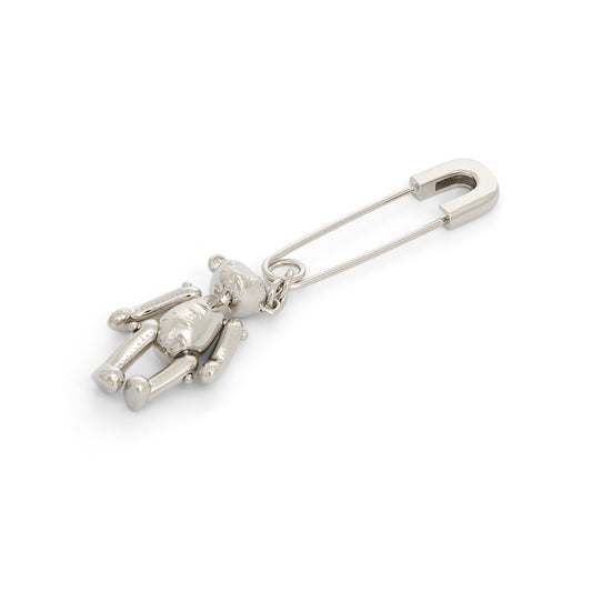 Teddy Bear Charm Earring in Silver