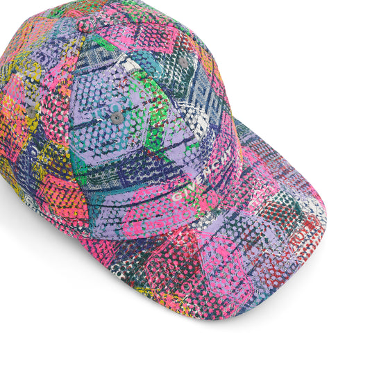 BSTROY Denim Hexagon Print Curved Cap in Multicolour