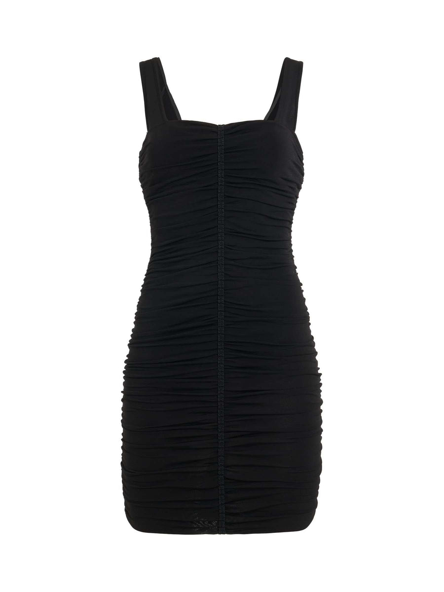 Shiny Crepe Jersey Midi Dress in Black
