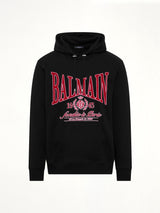 Balmain College Flock Hoodie in Black/Red