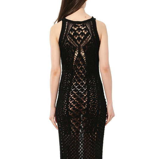 Balmain Long Crochet Knit Dress