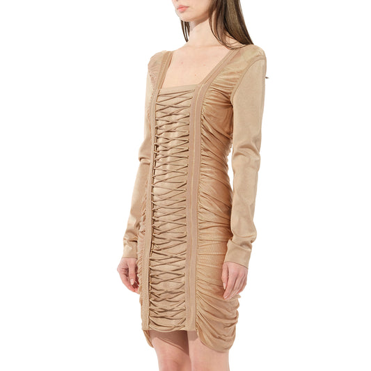 Maille Knit Const Dress in Sand