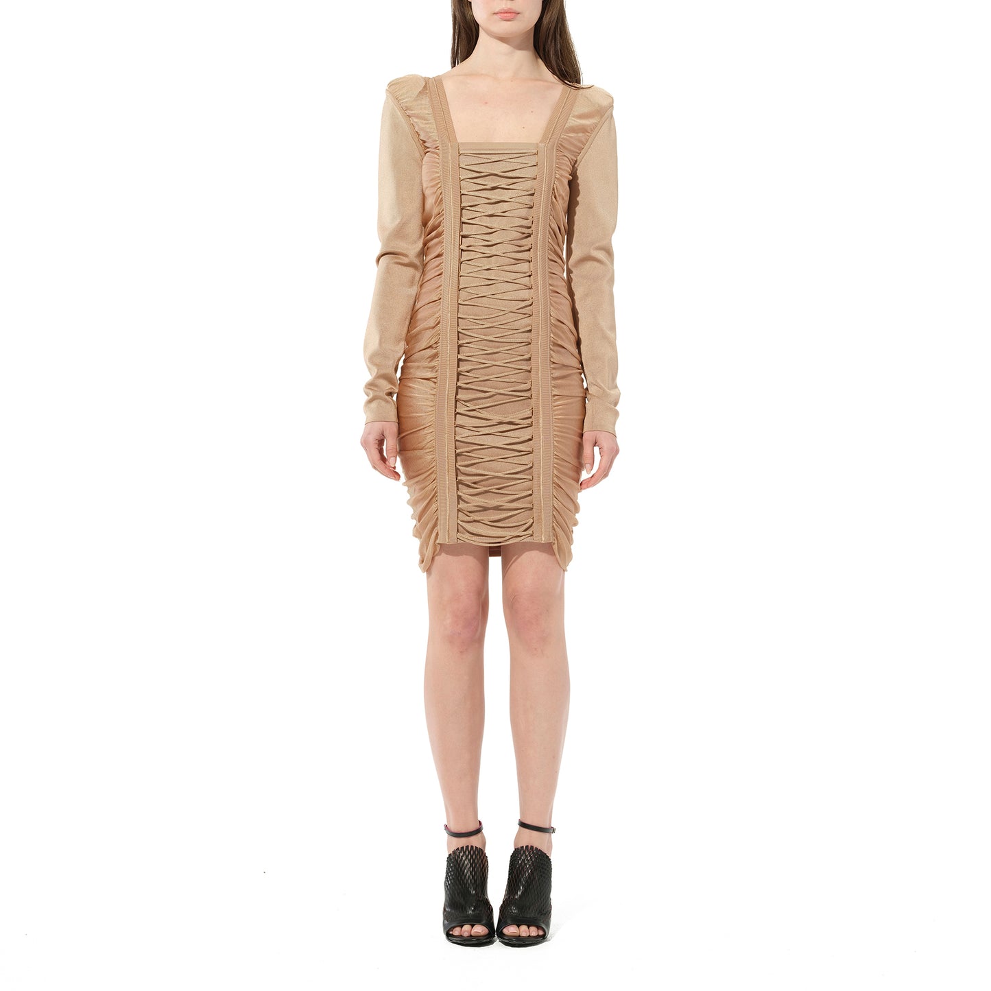 Balmain Maille Knit Const Dress in Sand