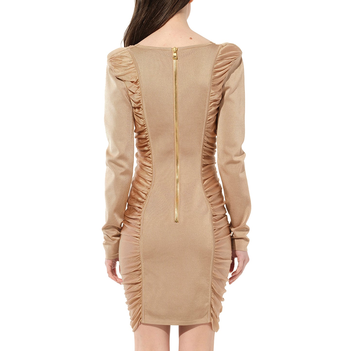 Balmain Maille Knit Const Dress in Sand