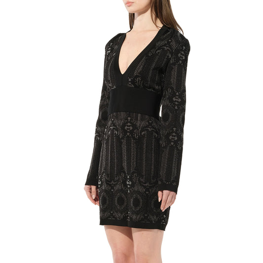 Maille Knit Dress in Black/Silver