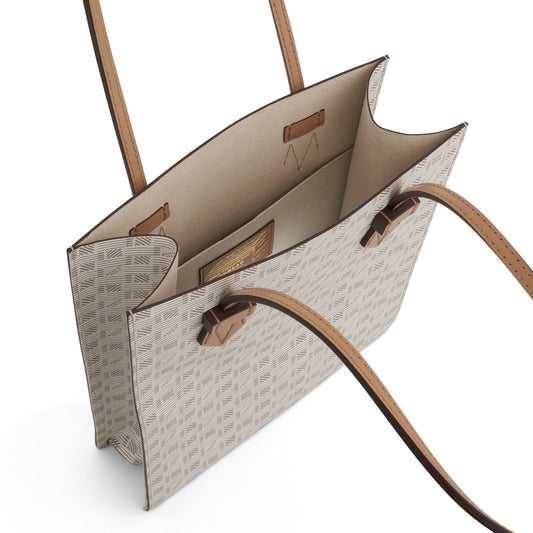 Cannes Vertical Tote MM with Stripes in Champagne