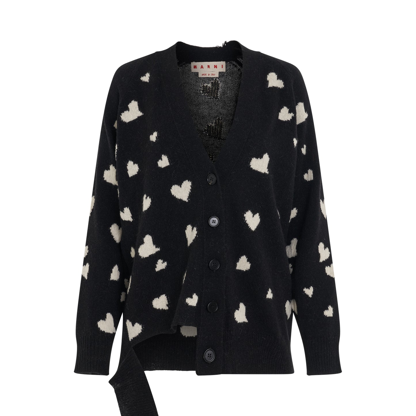 Heart Printed Cardigan in Black