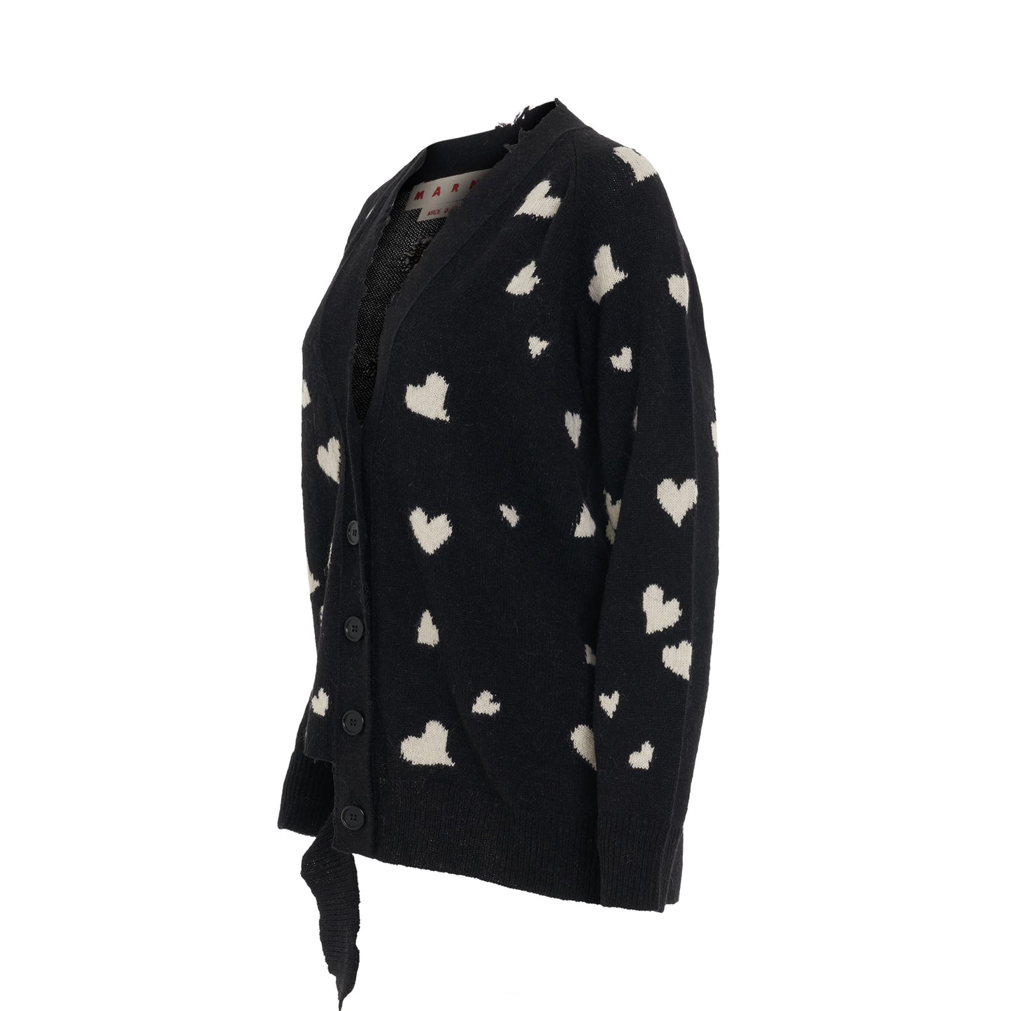 Heart Printed Cardigan in Black