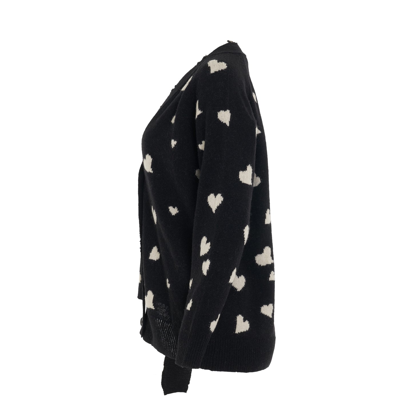 Heart Printed Cardigan in Black