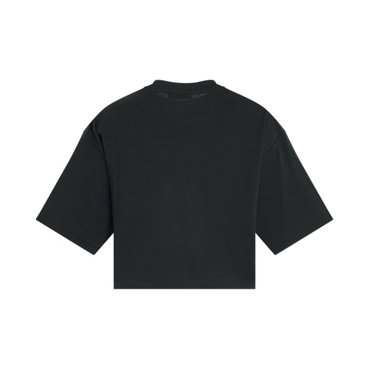 Balmain Laminated Crop T-Shirt in Black/Gold