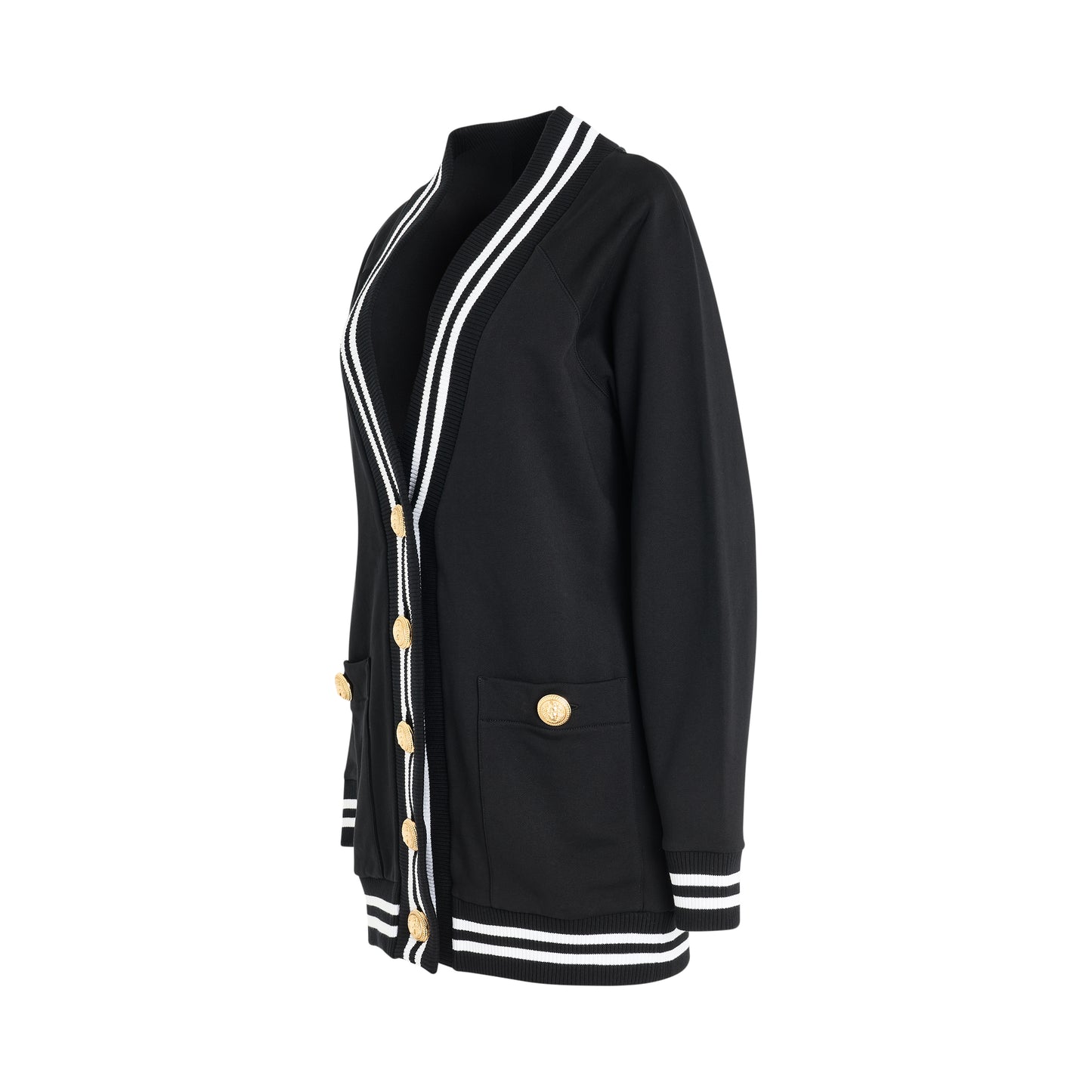 Balmain Signature Jersey Cardigan in Black