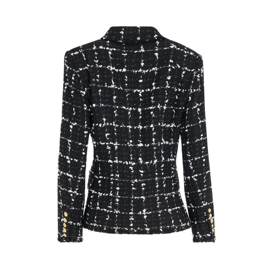 6 Button Double Breasted Tweed Jacket in Black/White/Silver