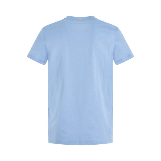 Classic Fit Flock T-Shirt in Blue/White