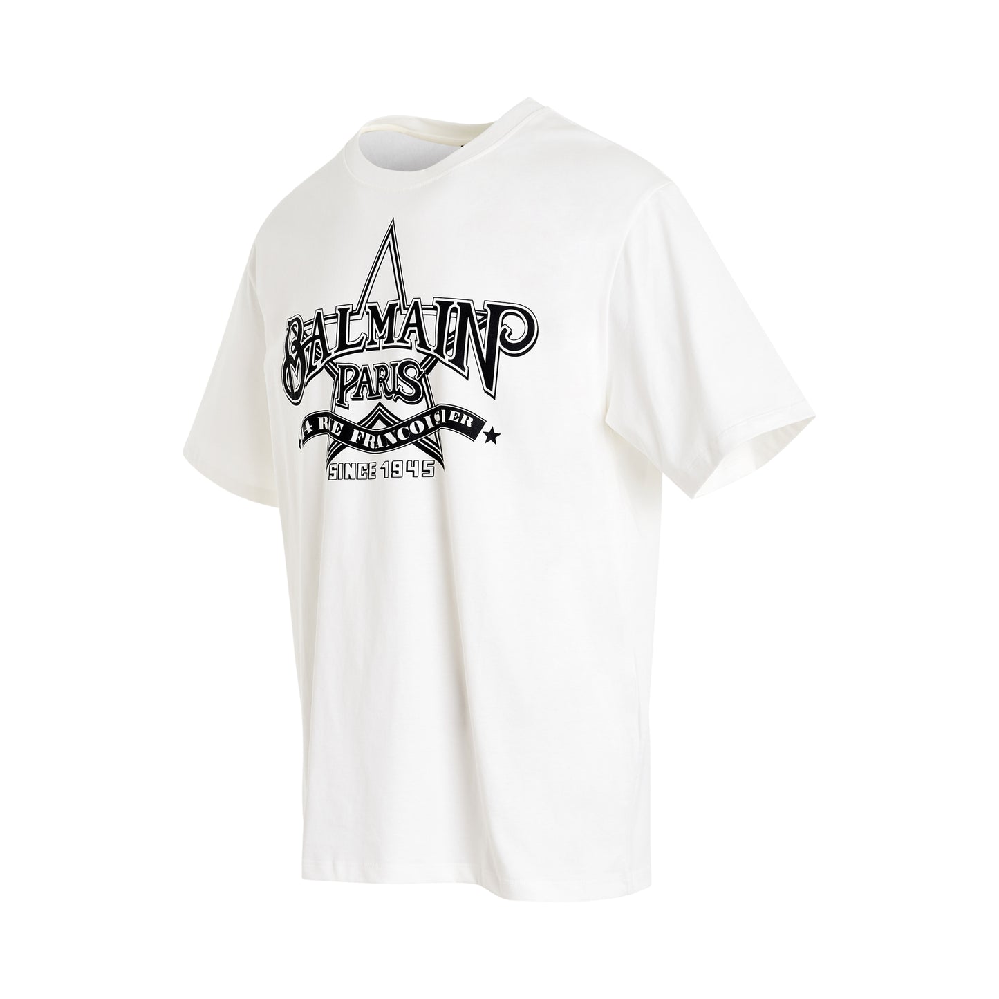 Balmain Star Print T-Shirt in White/Black