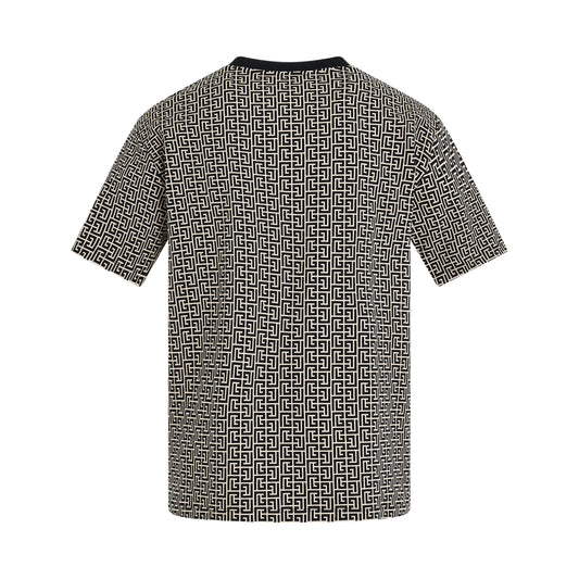 Monogram Jacquard Signature Label T-Shirt in Ivory/Black