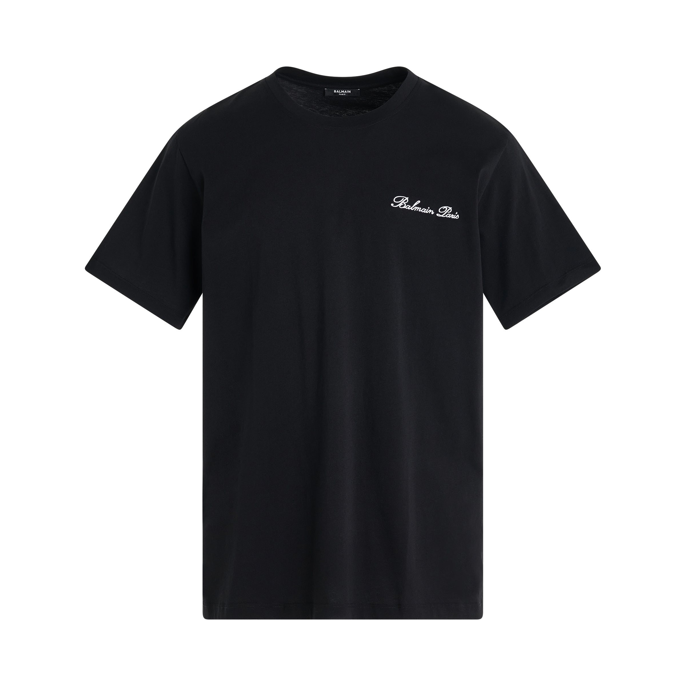 Balmain Signature Embroidery T-Shirt in Black/White