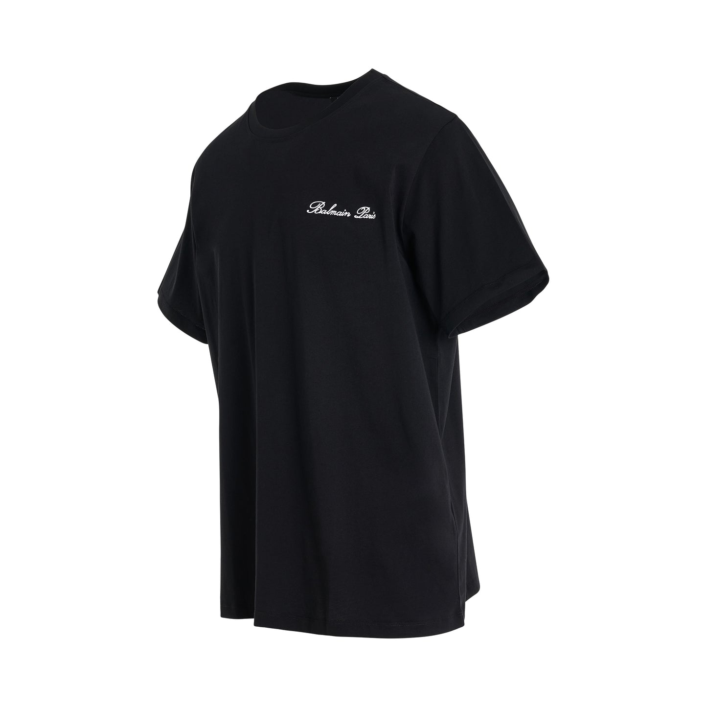 Balmain Signature Embroidery T-Shirt in Black/White