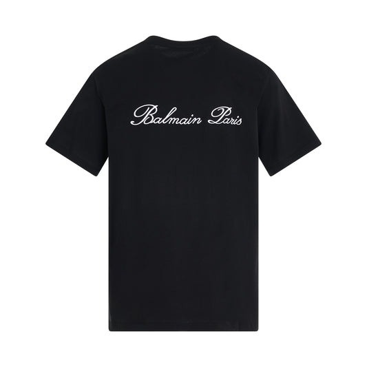 Balmain Signature Embroidery T-Shirt in Black/White