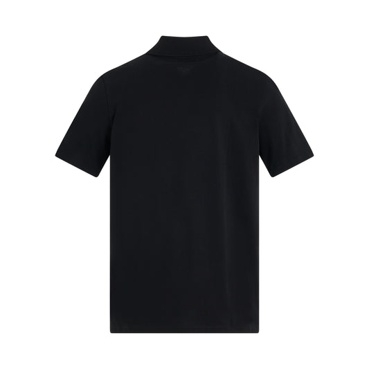 Balmain Stitch Collar Polo in Black/White