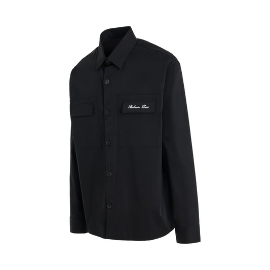 Balmain Signature Cotton Overshirt in Black