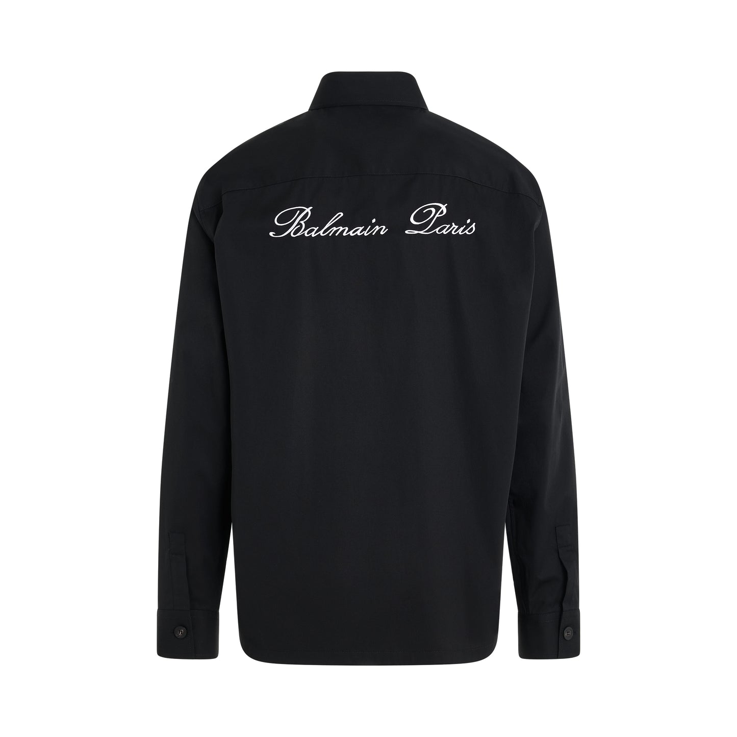 Balmain Signature Cotton Overshirt in Black